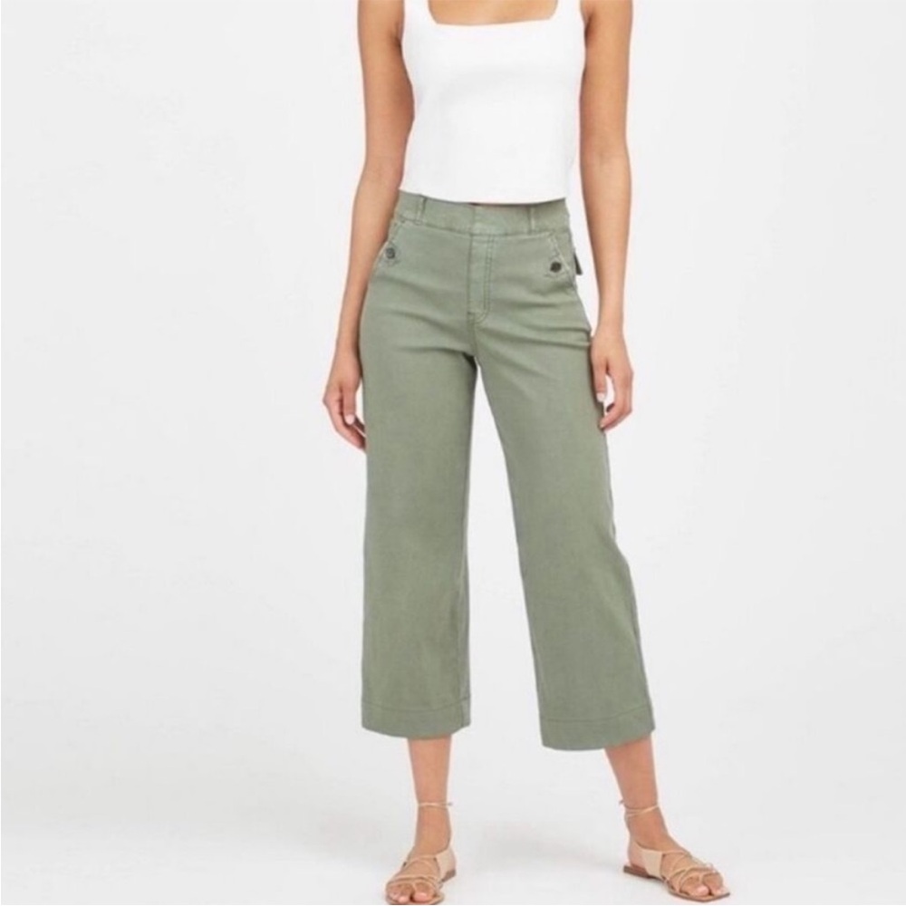 Spanx wide leg cropped pants green S